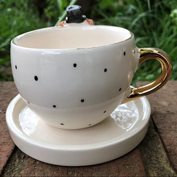 Magic Home Teddy Puantiyeli Gelin Seramik Fincan Pembe