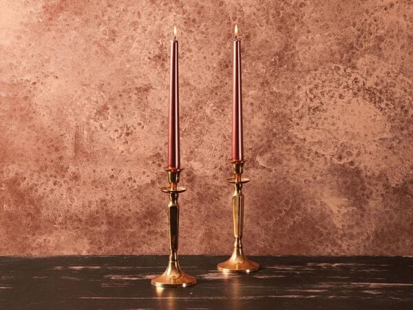 Porland Shine Bakır Şamdan Mum 2lii set 25cm