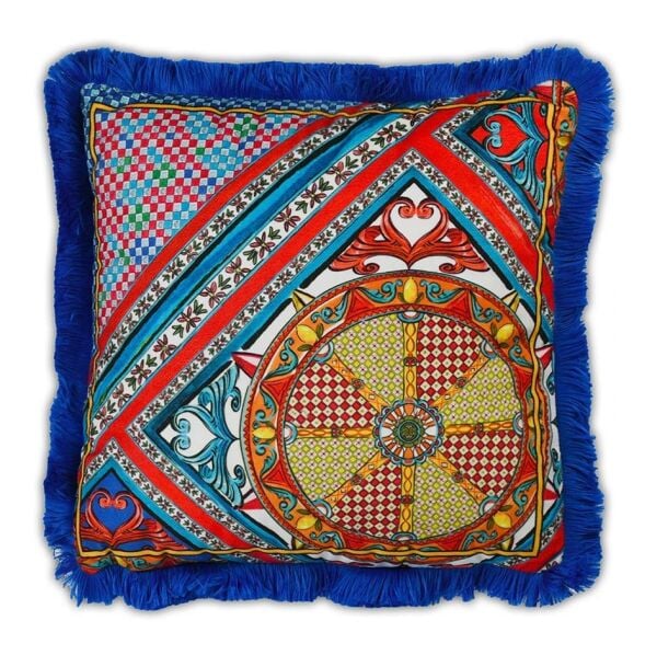 Baci Milano Sole Mio Kadife Yastık 45x45 cm - Mavi