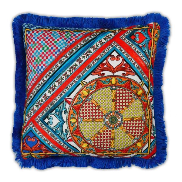 Baci Milano Sole Mio Kadife Yastık 45x45 cm - Mavi
