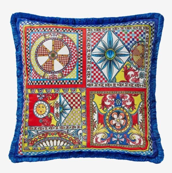 Baci Milano Sole Mio Kadife Yastık 60x60 cm - Mavi