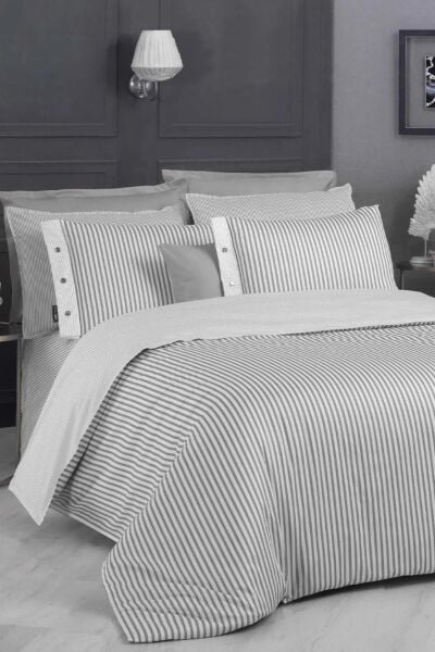 Sarev Tommy Saten Nevresim Takımı Tek Kişilik 2 Yastık-Gri