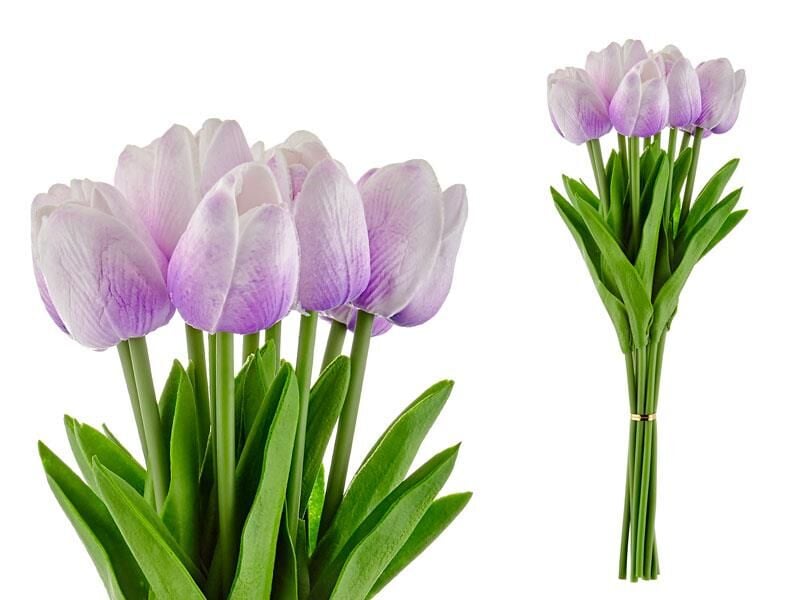 Lamedore Yapay Lale Çiçek Mor Beyaz 30 Cm (10)
