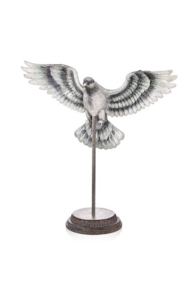 The Mia Biblo Güvercin Standlı Eskitme Nikel 37 cm