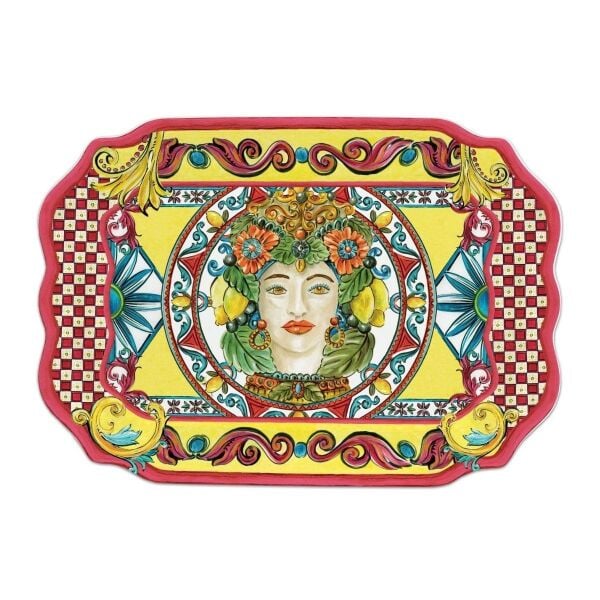 Baci Milano Sicily Sunum Tabağı/Tepsi 47 cm x 33 cm Turuncu