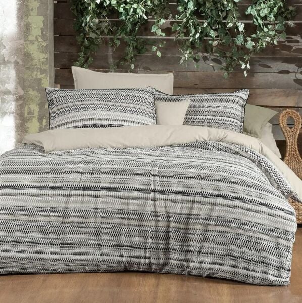 Sarev Dimitro Flanel Nevresim Takımı Çift Kişilik 2 Yastık-Bej