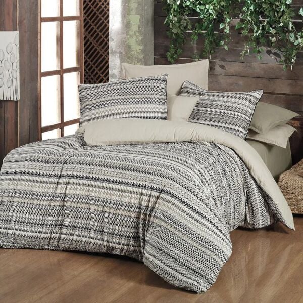 Sarev Dimitro Flanel Nevresim Takımı Çift Kişilik 2 Yastık-Bej