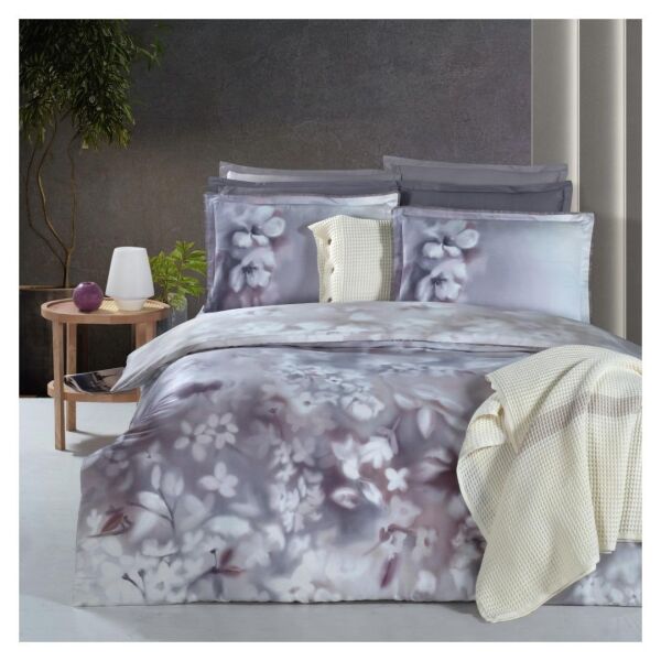 Sarev İnova Saten Nevresim Takımı  Çift Kişilik 4 Yastık-Lila