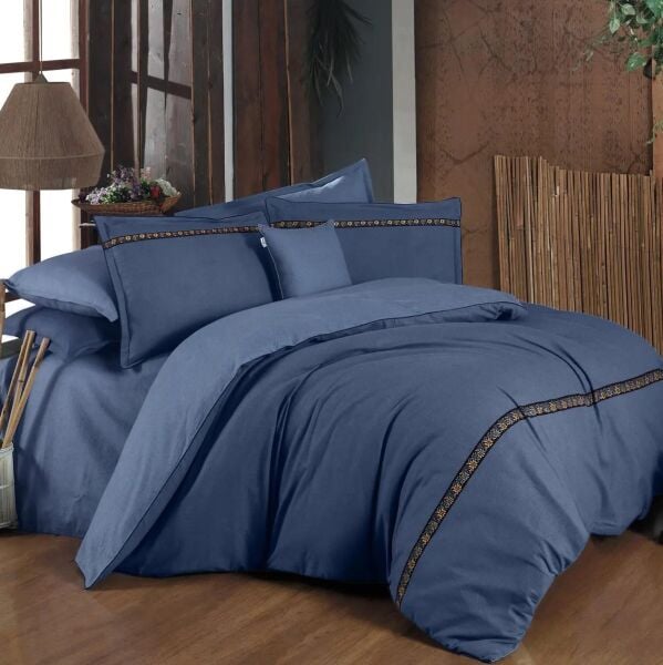 Sarev Enrike Flanel Nevresim Takımı  Çift Kişilik  2 Yastık-Mavi