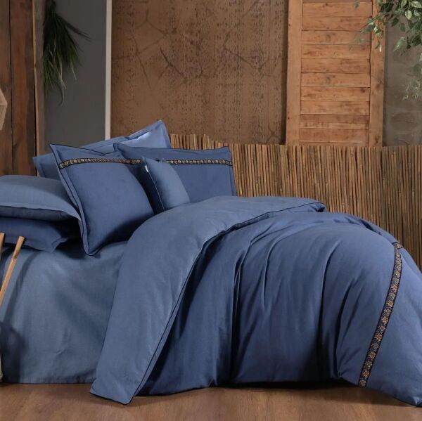 Sarev Enrike Flanel Nevresim Takımı  Çift Kişilik  2 Yastık-Mavi