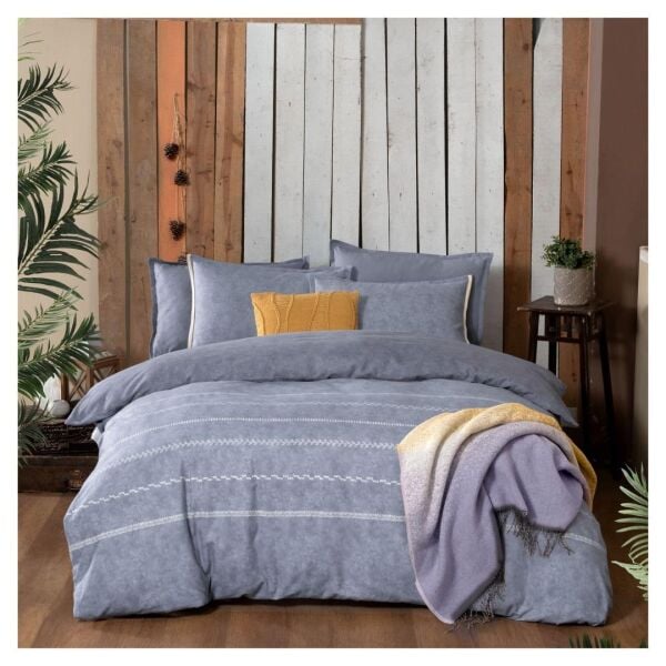 Sarev Shaw Flanel Nevresim Takımı Çift Kişilik 2Yastık-Mavi