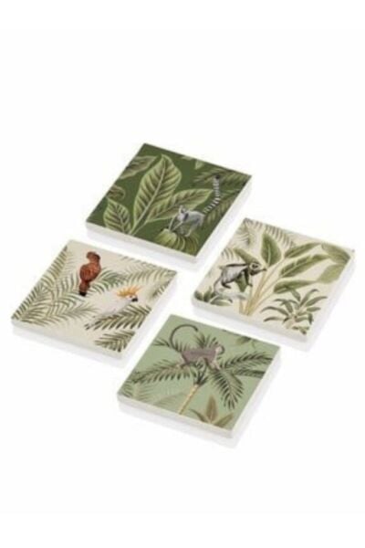 The Mia Taş Bardak Altlığı Monkey 4'lü Seti