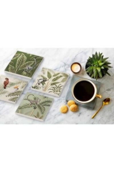 The Mia Taş Bardak Altlığı Monkey 4'lü Seti