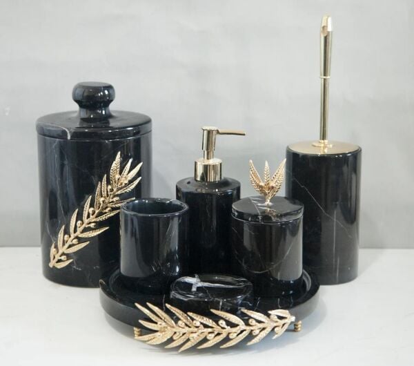 Ege Home TSZA-07 Gold Zeytin Figürlü Toros Siyah Mermer 7Ii Banyo
Seti