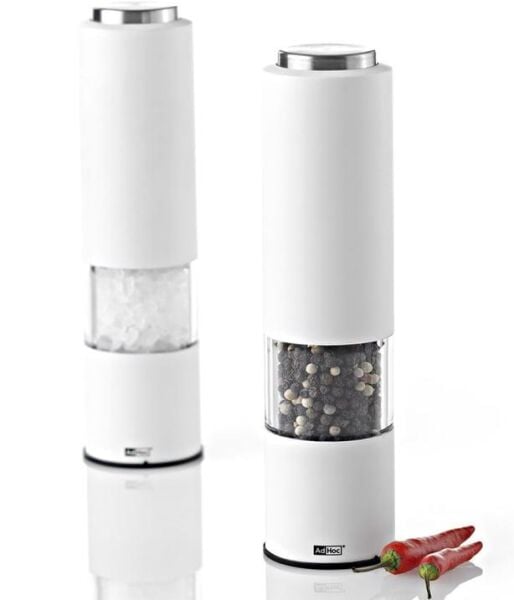 Adhoc Tropica Black Elektrikli Tuz/Biber Değirmeni Beyaz