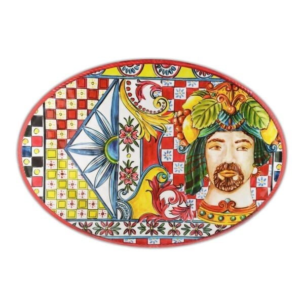 Baci Milano Sicily Melamin Oval Servis Tabağı 35,5 cm x 51 cm Turuncu