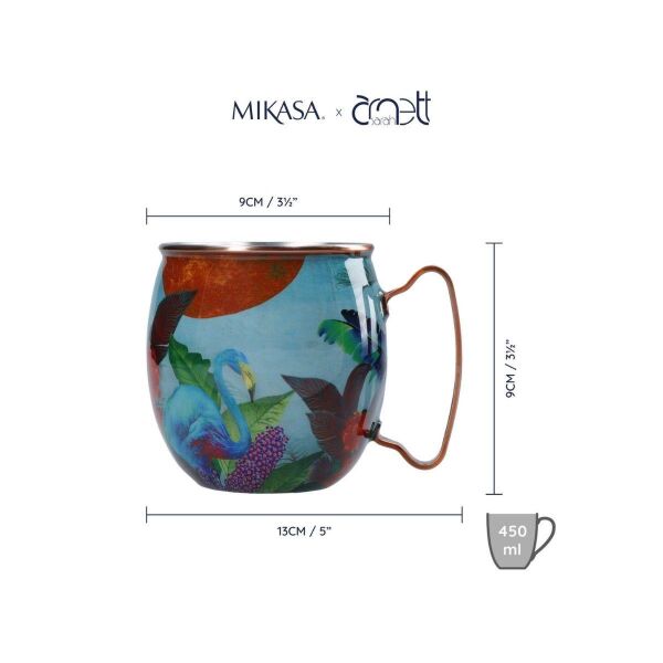 Mikasa Sarah Arnett Paslanmaz Çelik 450 ml Moscow Mule Kupa Flamingo