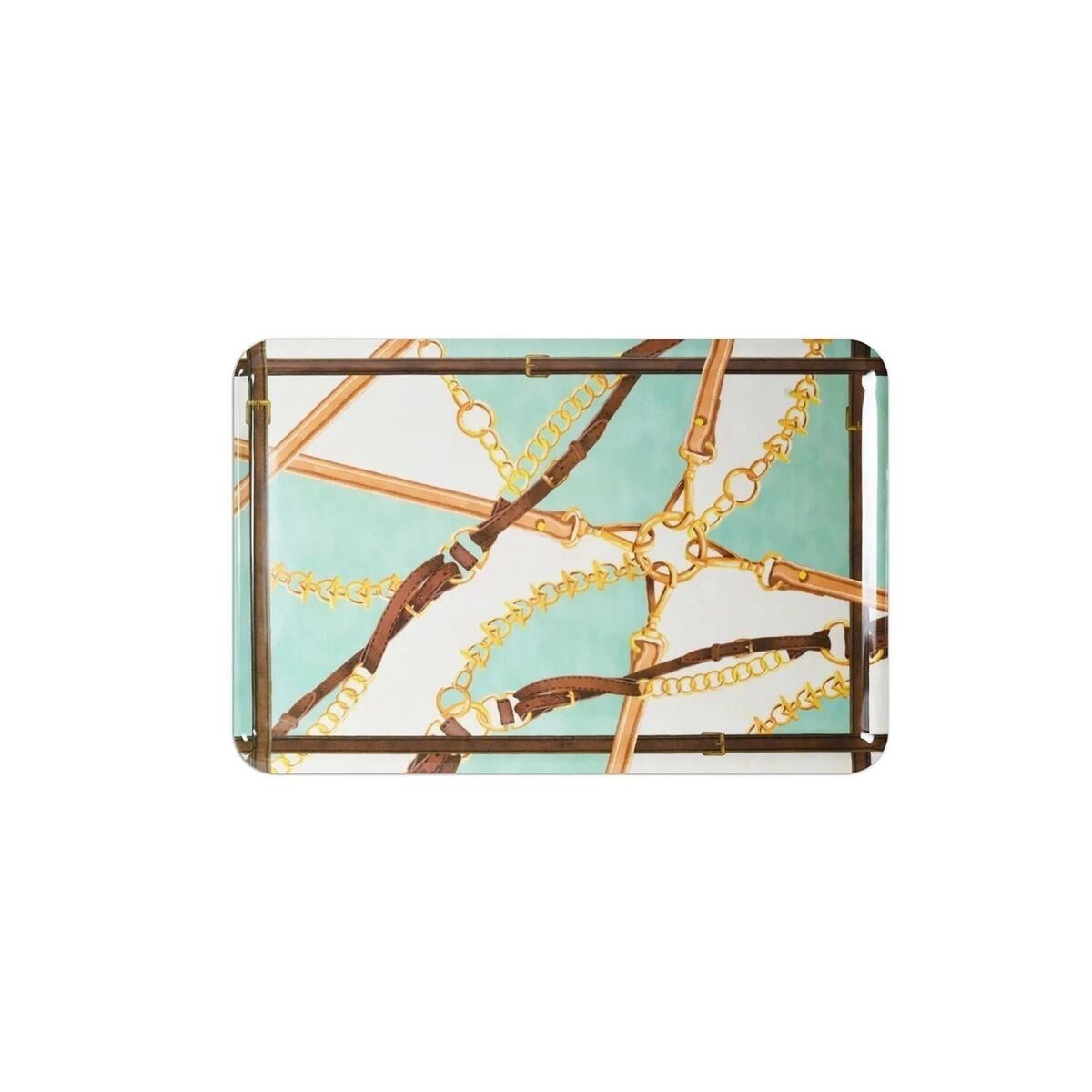 Baci Milano Horses Dikdörtgen Tepsi Melamin - Yeşil