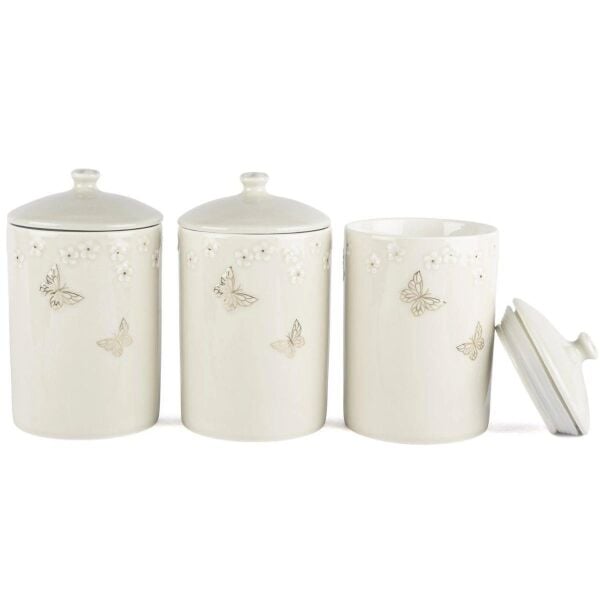 Mikasa Moor Papiliora Açık Gri 3lü Kavanoz 10x17cm 750ml