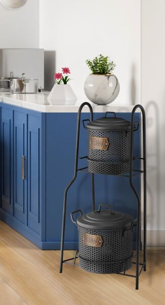 The Mia Katlı Sebze ve Meyve Standı-Siyah