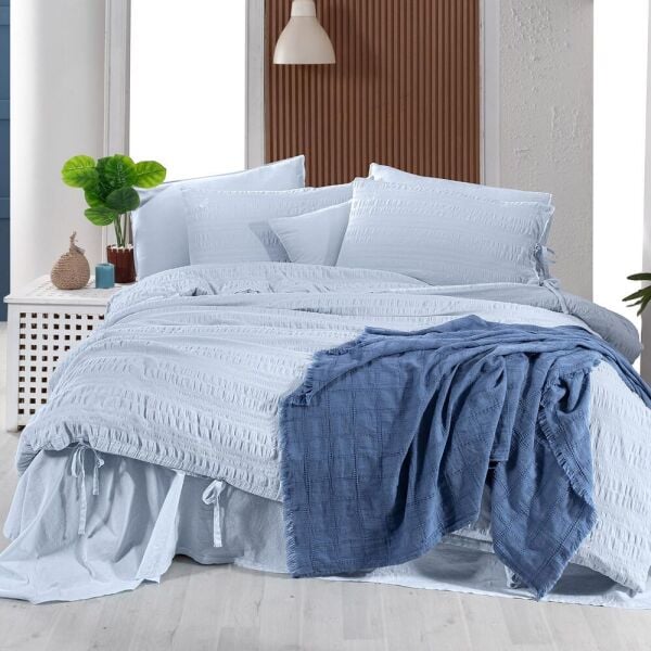 Sarev Mood Comfort Leon Nevresim Takımı Çift Kişilik 2 Yastık Mavi