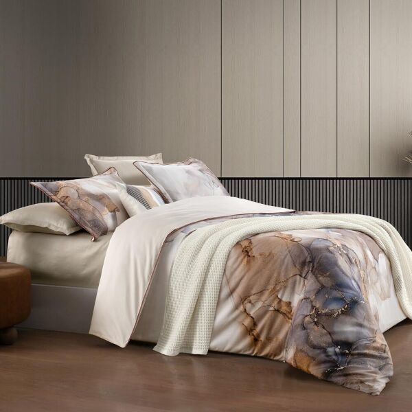 Sarev Drina Saten Nevresim Takımı Çift Kişilik 4 Yastık Krem