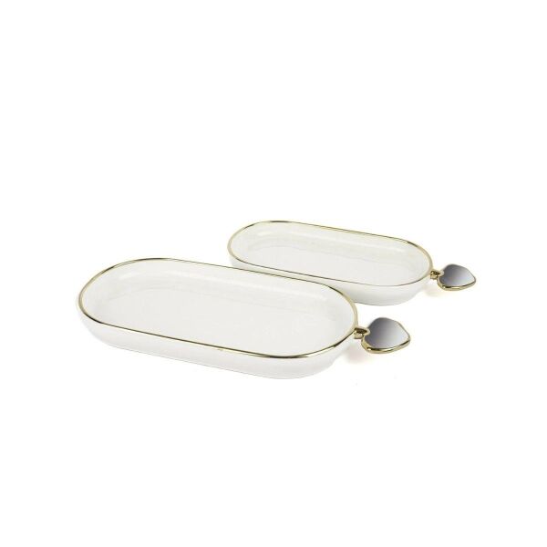 Mikasa Moor Clover Gri 2li Kayık Servis Seti Kçk 25cm Byk 31cm