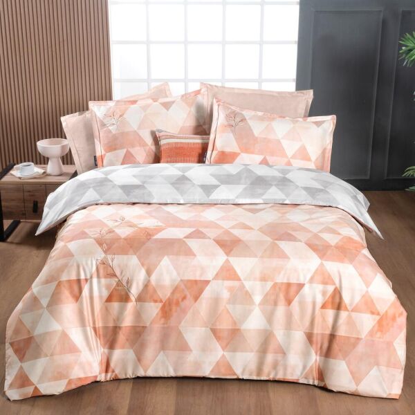 Sarev Peonia Saten Nevresim Takımı Çift Kişilik 4 Yastık Taba