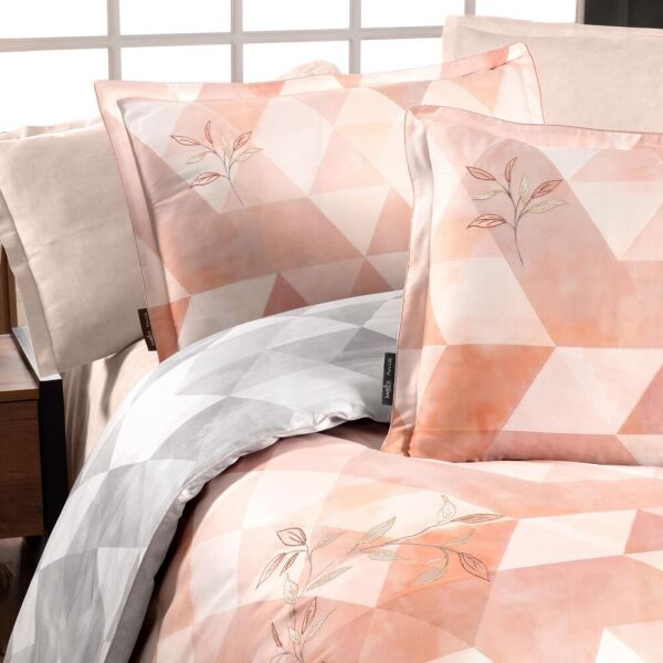 Sarev Peonia Saten Nevresim Takımı Çift Kişilik 4 Yastık Taba