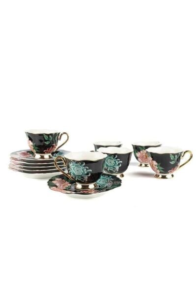 Mikasa Moor Fleur Siyah 6'lı Kahve Fincanı Seti 90cc