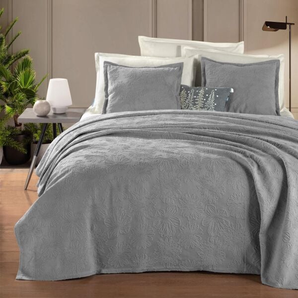 Sarev Florion Yatak Örtüsü Çift Kişilik Gri