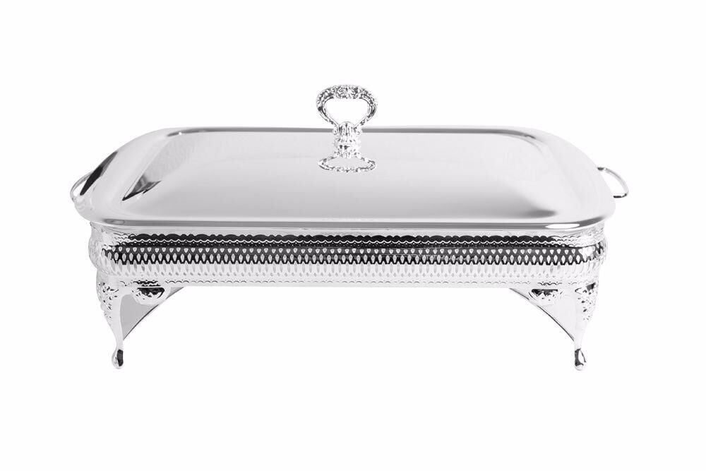 Porland Gümüş Kaplama Vict Dikdörtgen Isıtıcılı Masa Servis