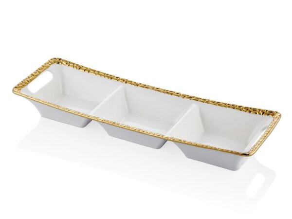 La Medore Mesh Beyaz Gold  3lu Cerezlık  46x15x6,2  Cm