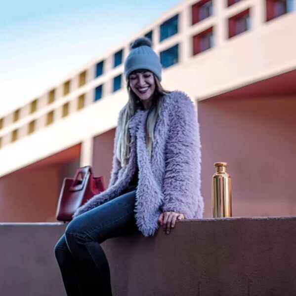 Guzzini On The Go Termal Şişe Rose Gold 500 Ml 21,2x7,3x7,3