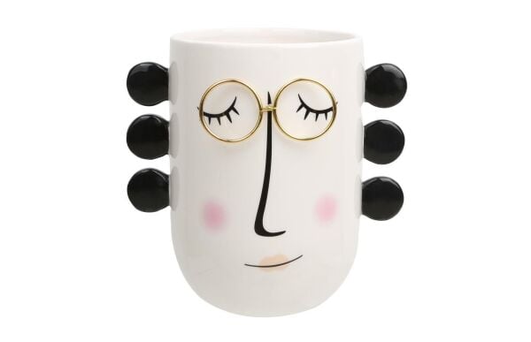 Lucky Art Gözlüklü Düğmeli Surat Saksı