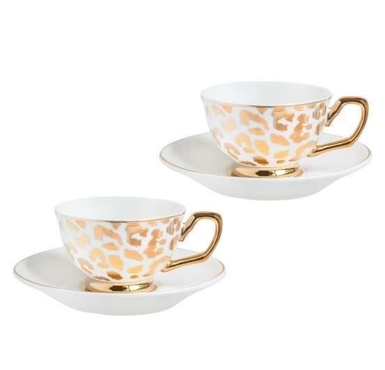 Cristina Re Gold Leopar 2 li Kahve Fincanı