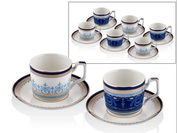 Joy Carmen Blue Banube 6'lı Kahve Fincanı Seti 13,5x5,5 Cm