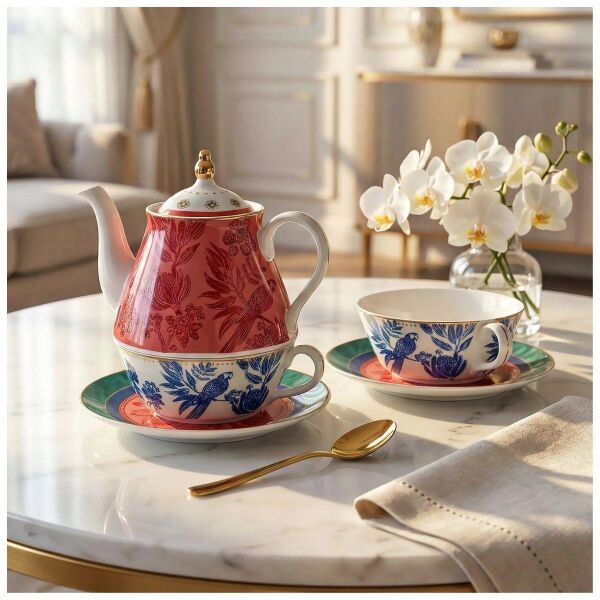 Lucky Art Palmera Bone Çaydanlik Seti