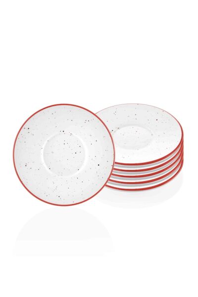 The Mia Dots Çay Tabağı Kırmızı 6 Parça