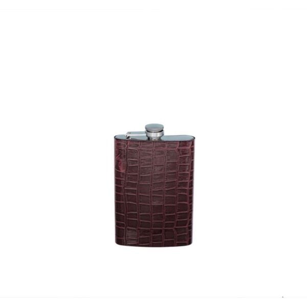 La Medore Brown Croco Leather Hıp Flask  9,5x2,5x14  Cm