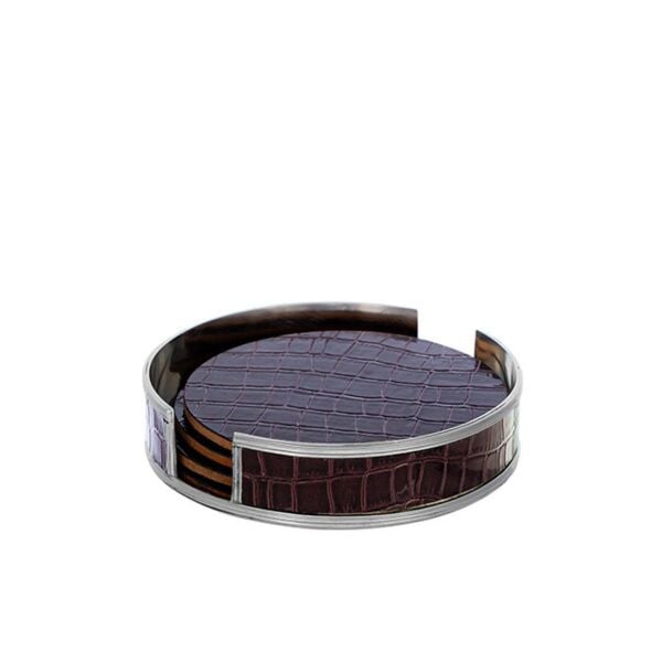 La Medore Brown Croco Leather Coasterl4xl4x3,5cm