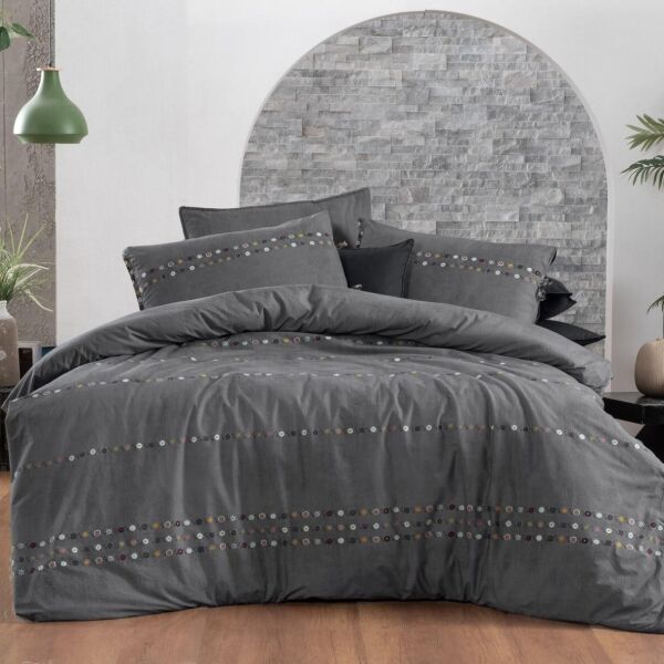 Sarev Tanya Fancy Poplin Nevresim Takımı Tek Kişilik 1 Yastık-Gri