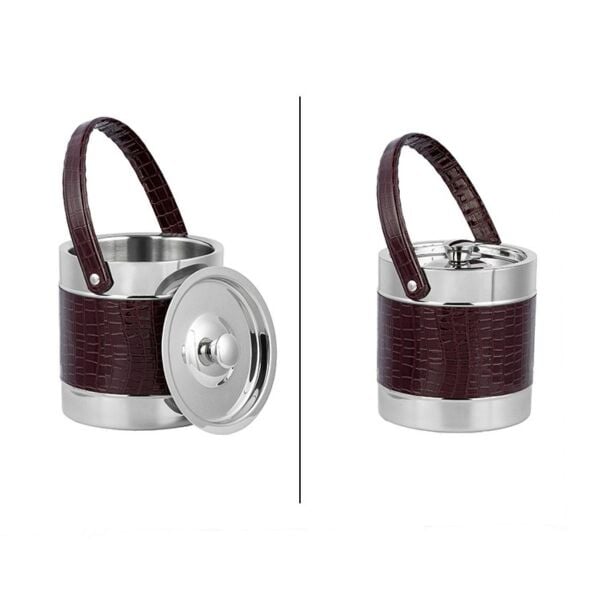 La Medore Brown Croco Leatherıce Bucket 18xl8xl8cm