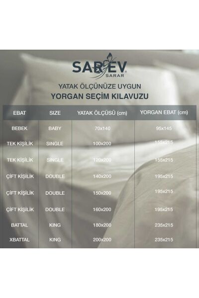 Sarev Tencel Yorgan Çift Kişilik Beyaz