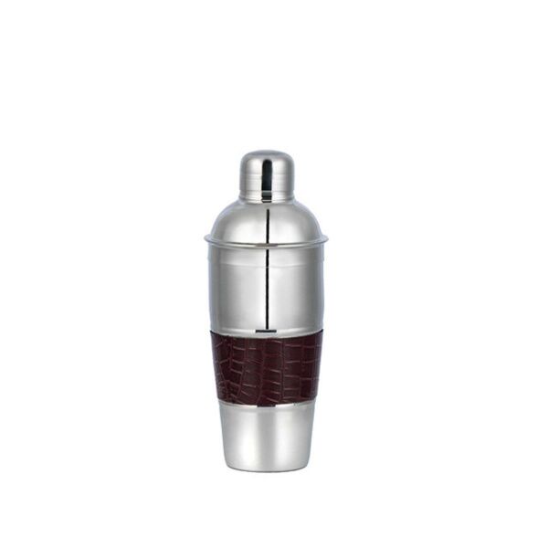 La Medore Brown Croco Leather Cocktaıl  Shaker  9x9x25 Cm
