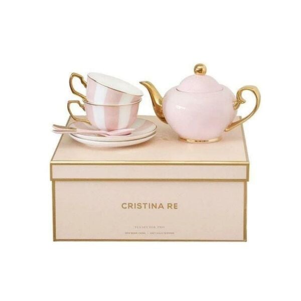 Cristina Re Two Cup Blush Stripe Teaset