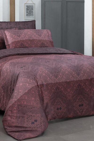 Sarev Brezno Saten Nevresim Takımı Çift Kişilik 4 Yastık