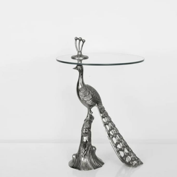 Vitale Tavuskuşu Sehpa Silver 61 x 40 cm