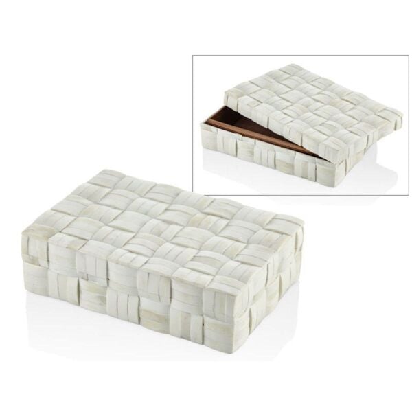 La Medore Hasır Desen Buyuk Beyaz Kutu 30x20x8,5 Cm