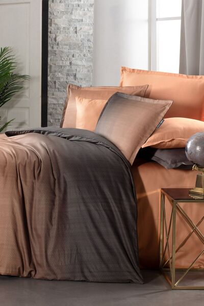 Sarev Solido Saten Nevresim Takımı Çift Kişilik 4 Yastık-Taba